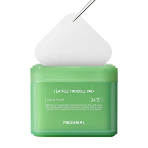 MEDIHEAL Teatree Trouble Facial Toner Pads - Vegan Face Gauze, 100 Pads